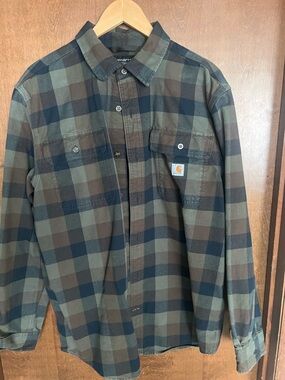 Carhartt Olive & Navy Plaid Work Shirt